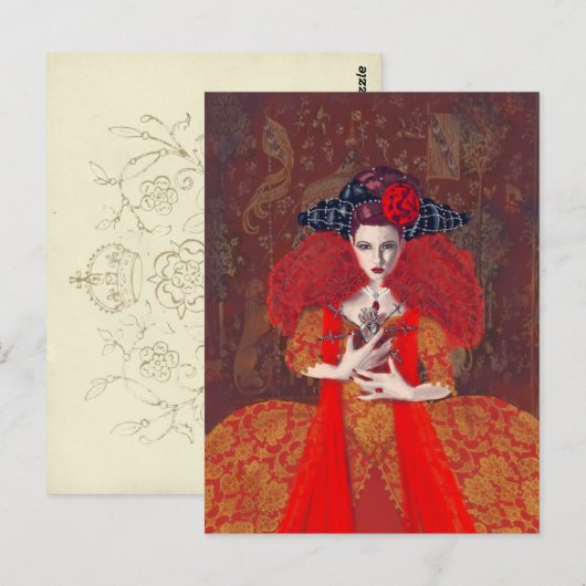 De Rode Koningin. Briefkaart (Voorkant / Achterkant)