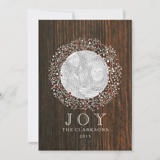 De rode Kroon van Bessen + Houten Kerstmis van de Feestdagenkaart (Voorkant)