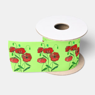 De rode Kunst van de Papaver - Satijnen Lint