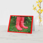 De rode Laarzen van de Tuin om het even welke Kaart (Gele Bloem)