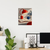 De rode leeslamp kunstprint poster (Thuiskantoor)