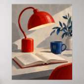 De rode leeslamp kunstprint poster (Voorkant)