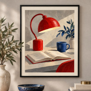 De rode leeslamp kunstprint poster