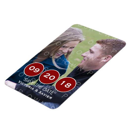 De Rode Moderne Foto sparen de Magnet van de Datum Magneet (Linkerzijde)