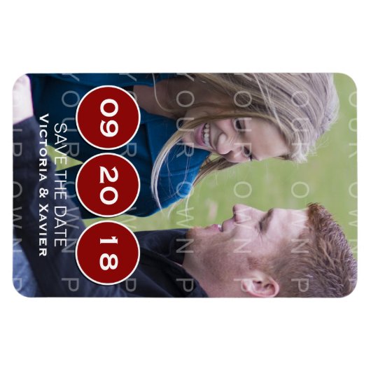 De Rode Moderne Foto sparen de Magnet van de Datum Magneet (Horizontaal)