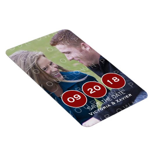 De Rode Moderne Foto sparen de Magnet van de Datum Magneet (Rechterzijde)