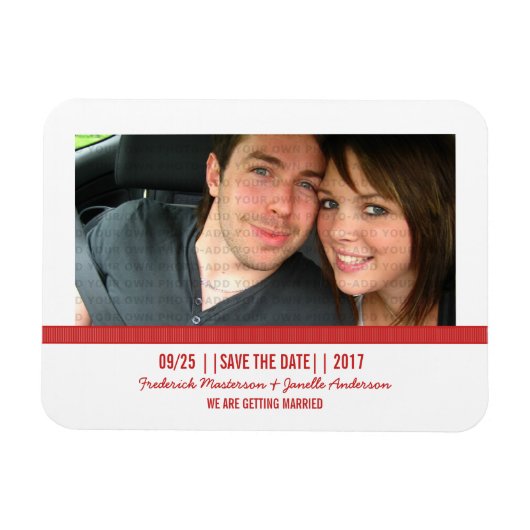 De Rode Moderne Foto sparen de Magnet van de Datum Magneet (Horizontaal)