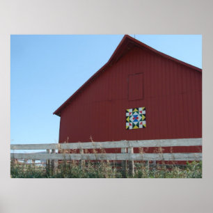 De rode muur met de Barn Quilt Poster