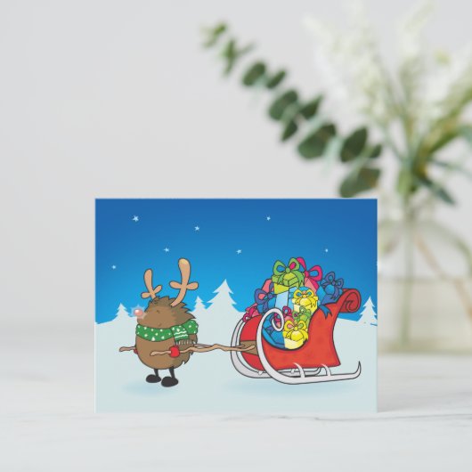 De rode neus egel briefkaart (Staand voorkant)