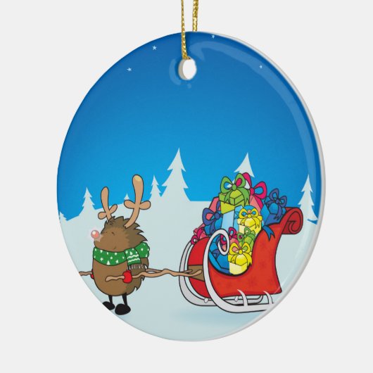 De rode neus egel keramisch ornament (Links)