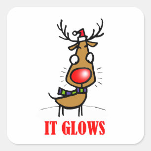 DE RODE NOSE REINDEER VIERKANTE STICKER