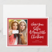 De rode Ontworpen Foto van de Vakantie Selfie Feestdagenkaart (Voorkant / Achterkant)