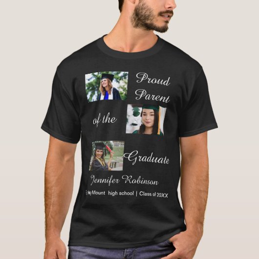 De rode Ouder van de Afstuderen Naam van de Foto's T-shirt (Voorkant)