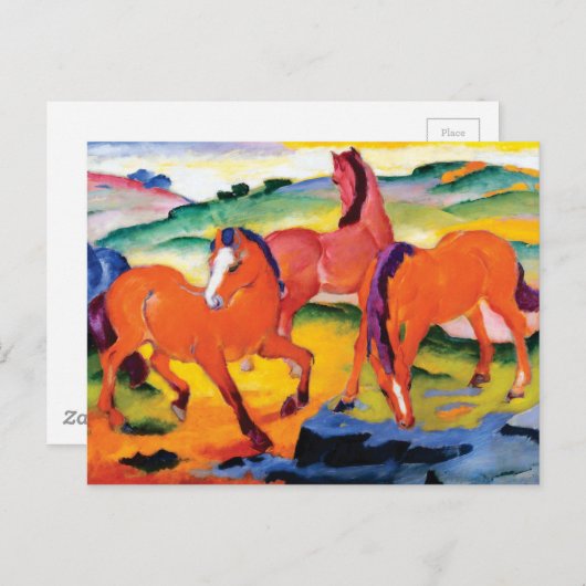 De Rode Paarden van Franz Marc Briefkaart (Voorkant / Achterkant)