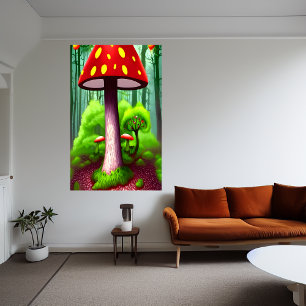 De rode paddenstoel   AI Art Poster