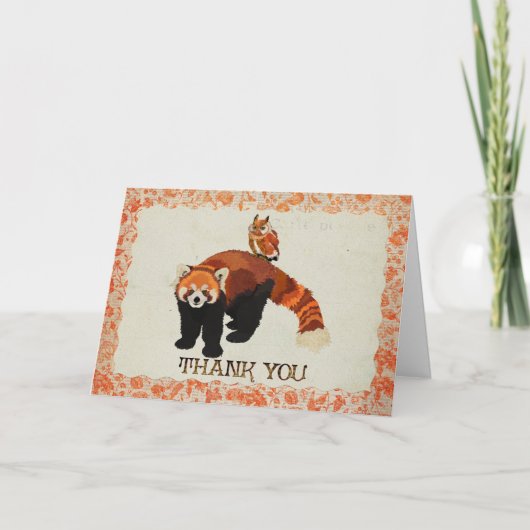 De rode Panda & de Uil danken u kaarden Bedankkaart (Voorkant)