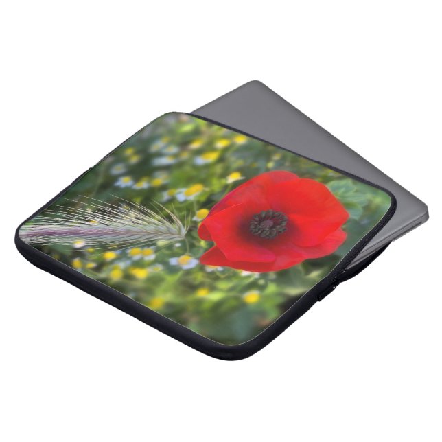 De rode papaver laptop sleeve (Voorkant top)