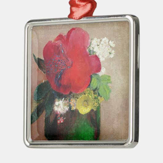 De rode papaver metalen ornament (Links)