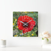 De rode papaver vierkante klok (Huis)
