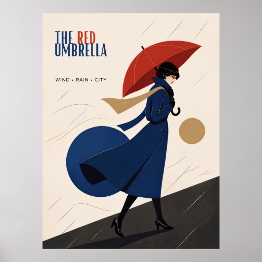 de rode paraplu poster (Voorkant)