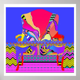 De rode patroonfauteuil poster