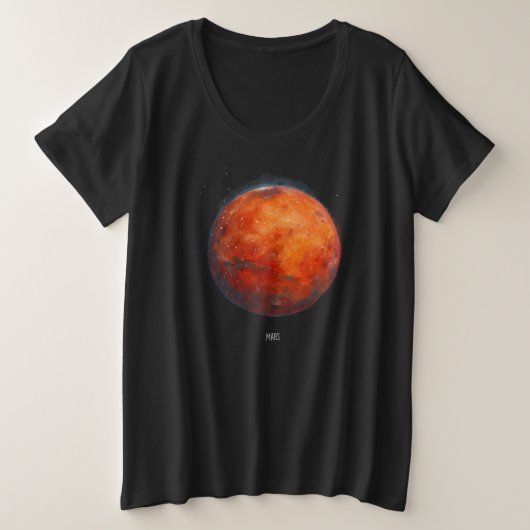 De rode planeet: Mars Waterverf Grote Maat T-shirt (Design voorkant)