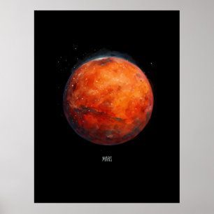 De rode planeet: Mars Waterverf Poster