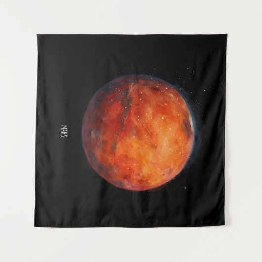 De rode planeet: Mars Waterverf Wandkleed (Voorkant (horizontaal))