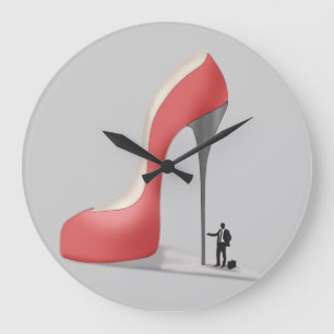 De rode ReuzeCartoon Bedrijfs van de Stiletto Grote Klok