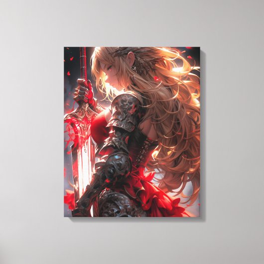 De Rode Ridder | Anime Krijgersprinses Kunst Canvas Afdruk (Voorkant)
