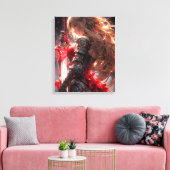 De Rode Ridder | Anime Krijgersprinses Kunst Canvas Afdruk (Insitu (Woonkamer))