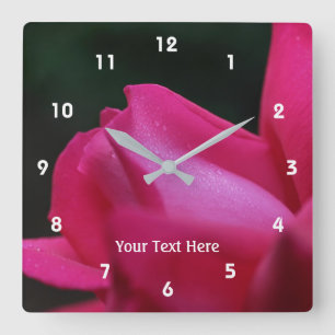 De rode Rosebud en Natuur van Regendruppels Vierkante Klok