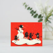 De rode Schakelaar van de Sneeuwman van de Strijd Feestdagenkaart (Staand voorkant)