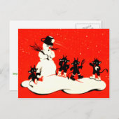 De rode Schakelaar van de Sneeuwman van de Strijd Feestdagenkaart (Voorkant / Achterkant)