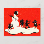 De rode Schakelaar van de Sneeuwman van de Strijd Feestdagenkaart<br><div class="desc">De vintage druk van Kerstmis Krampus</div>