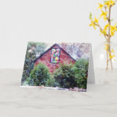 De rode Schuur met een Dekbed Kaart (Gele Bloem)