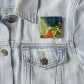 De rode sinx vierkante button 5,1 cm (In situ)