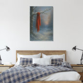 De Rode Sjaal – Helder Tegen de Stilte Canvas Afdruk (Insitu (Slaapkamer))