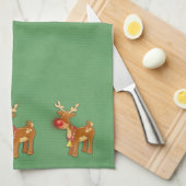 de rode sneeuwrendiergroene kerst theedoek (Quarter Fold)