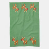 de rode sneeuwrendiergroene kerst theedoek (Verticaal)