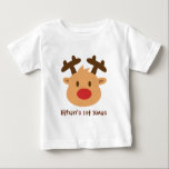 De rode snuitrendiersoorten 1e maal mas bevestigen<br><div class="desc">Vier de eerste kerst van de baby met dit schattige rode neusrendierontwerp! Een schattig ontwerp om voor de feestdagen te draag en je wilt gewoon samen met het ontwerp glimlachen. Personaliseer met de naam van het kind!</div>