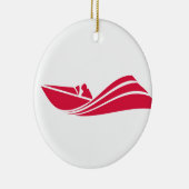 De rode speedboot van Crimson Keramisch Ornament (Rechts)