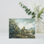 De rode stier in de winter door Donna Neary Briefkaart (Staand voorkant)