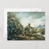 De rode stier in de winter door Donna Neary Briefkaart (Voorkant / Achterkant)