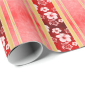 De rode Strepen van Honu van de Hibiscus Cadeaupapier (Rol Hoek)