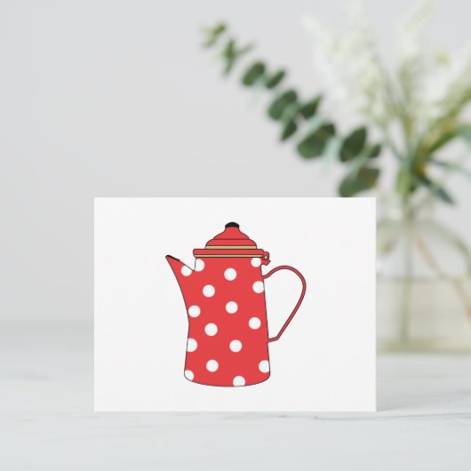 De rode theepot briefkaart (Staand voorkant)