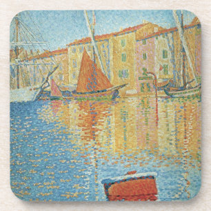 De Rode Ton by Paul Signac, Vintage Pointillisme Drankjes Onderzetter