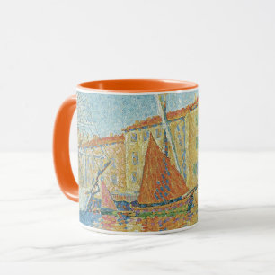 De Rode Ton by Paul Signac, Vintage Pointillisme Mok