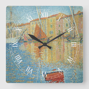 De Rode Ton by Paul Signac, Vintage Pointillisme Vierkante Klok