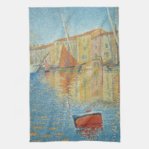 De Rode Ton door Paul Signac, Oude Pointillisme Theedoek